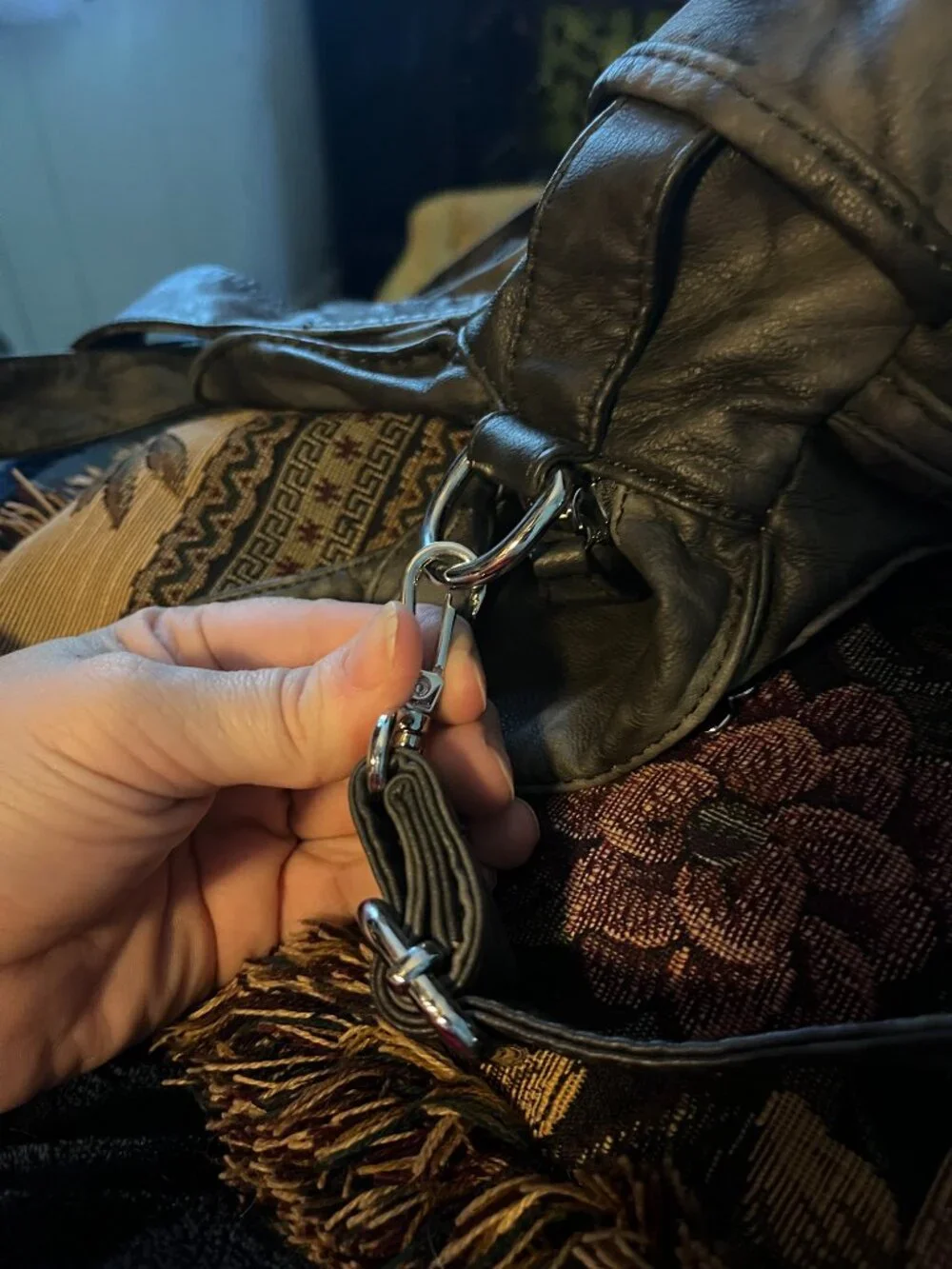 Large Black and Grey Handbag/Purse